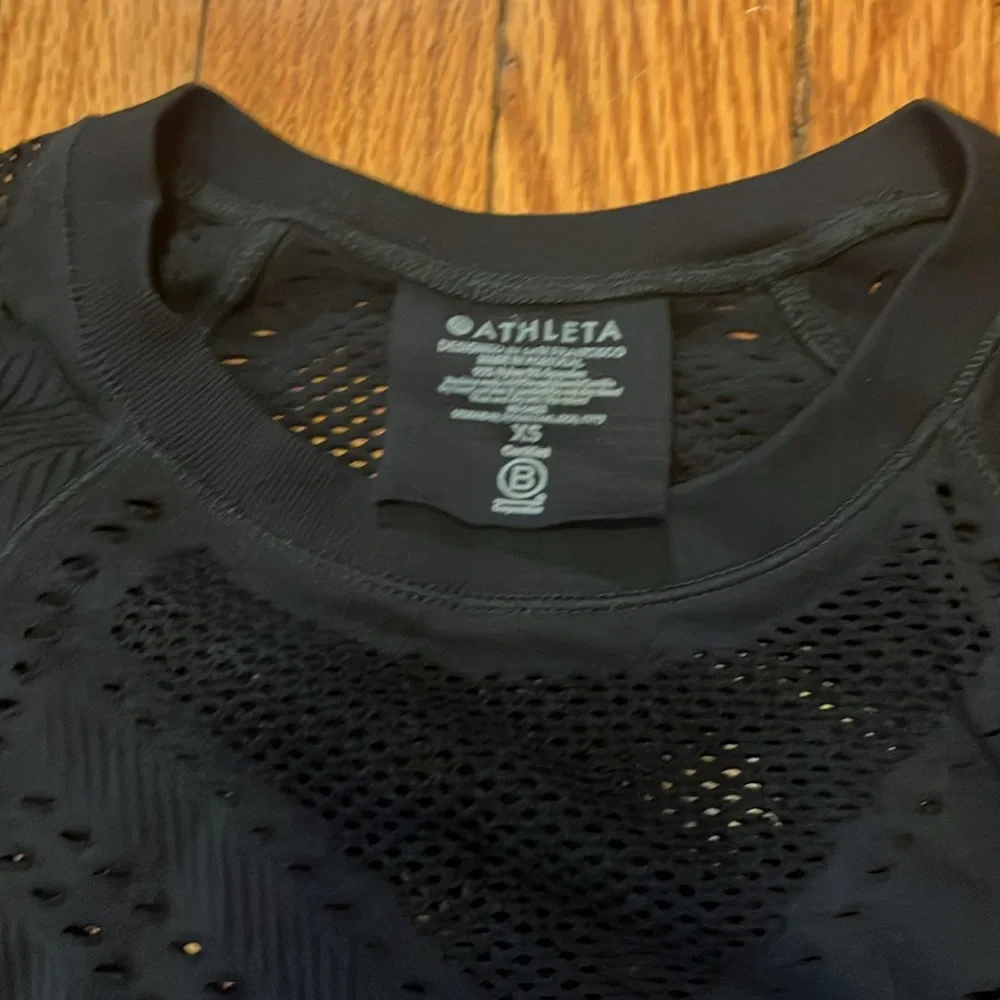 Athleta Black Long Sleeve Mesh-Detail Tee - Picture 5 of 5